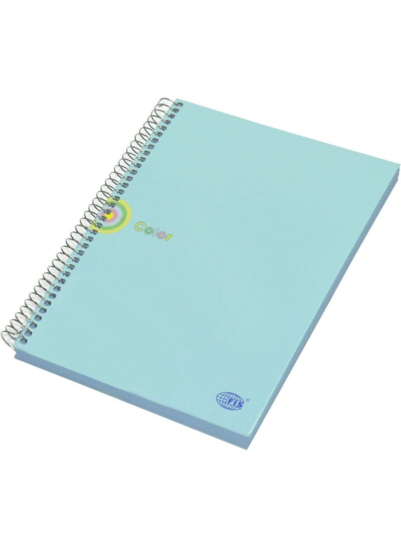 FIS Spiral Hard Cover Color Notebook, Single Ruled, 100 Sheets, Blue Color Paper, Micro Perforation, 6 Punch Holes and Safety Lock, 80 gsm, B5 Size - FSNBSB5100BL - Image 1